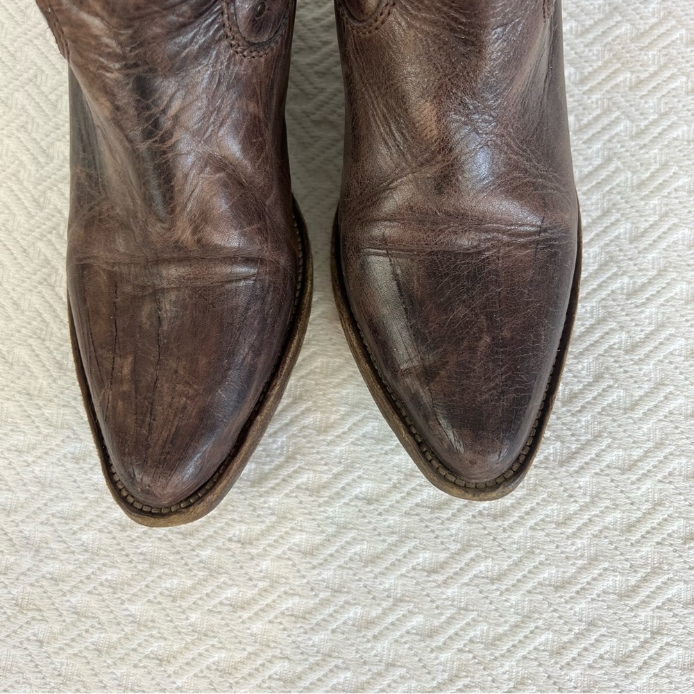 Gardenia Copenhagen Distressed Leather Cowboy Ankle Boots - Boho Chic sz 40 / 9 - Picture 8 of 13